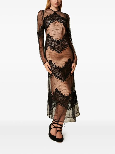 TWINSET lace-detail tulle dress - Black - zdjęcie produktu nr 2