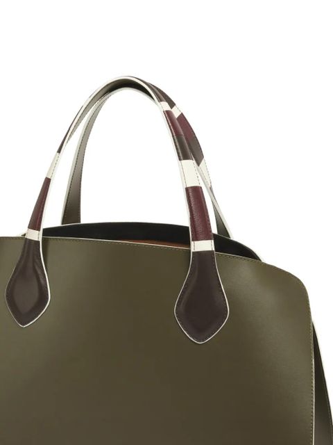 Marni medium Overlap contrast-trim tote bag - Green