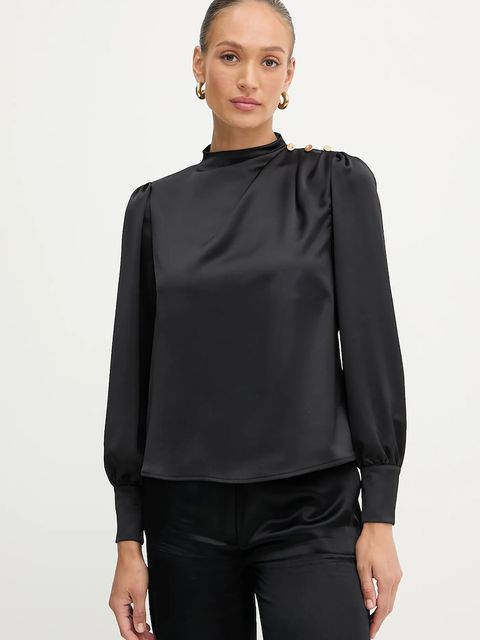 Fracomina bluzka damska kolor czarny gładka FR25WT1020W41101 - zdjęcie produktu nr 1