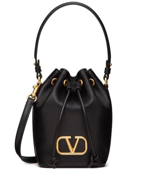 Valentino Garavani mini VLogo Signature leather bucket bag - Black