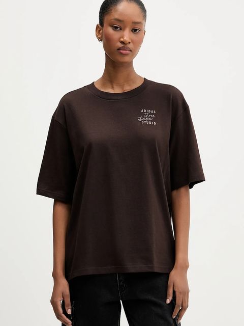 adidas t-shirt bawełniany damski kolor brązowy KT3274 - zdjęcie produktu nr 1