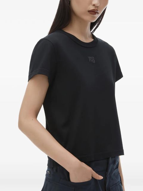 Alexander Wang puff logo shrunken tee in cotton jersey - Black