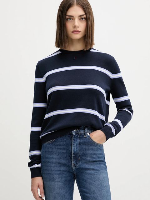 Tommy Jeans sweter bawełniany kolor granatowy lekki DW0DW20159 - zdjęcie produktu nr 1