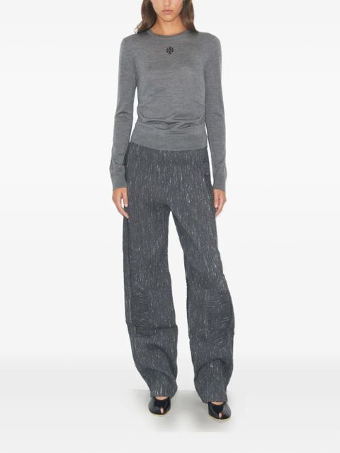 Tory Burch logo-embroidered wool sweater - Grey