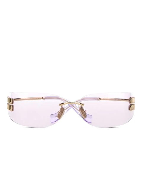 Miu Miu Eyewear logo-appliqué sunglasses - Gold - zdjęcie produktu nr 1