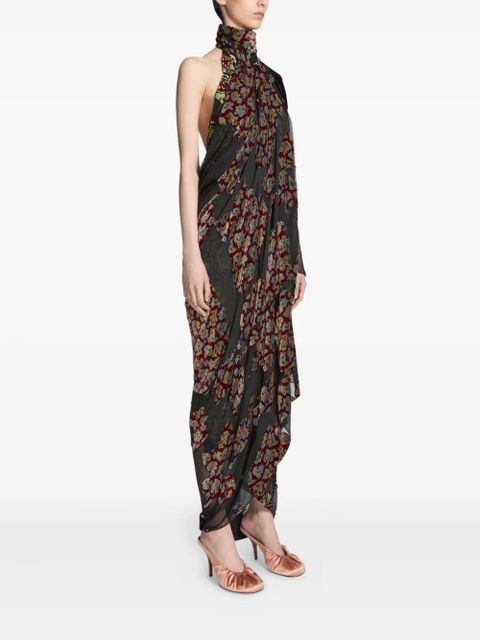 DRIES VAN NOTEN patchwork asymmetric maxi dress - Black