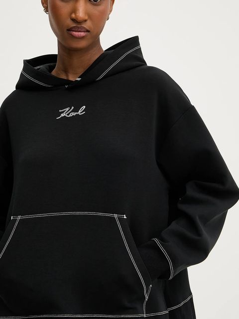 Karl Lagerfeld bluza damska kolor czarny z kapturem wzorzysta A3W20011