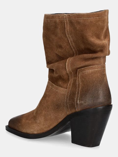Medicine botki zamszowe damskie kolor brązowy na słupku