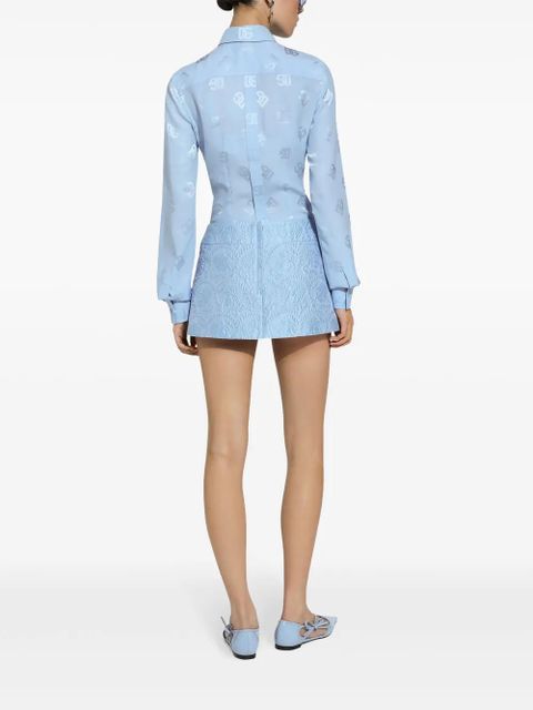 Dolce & Gabbana DNA monogram-jacquard silk shirt - Blue