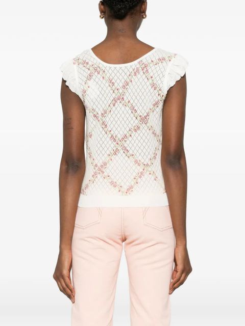 TWINSET floral-print short-sleeve sweater - White