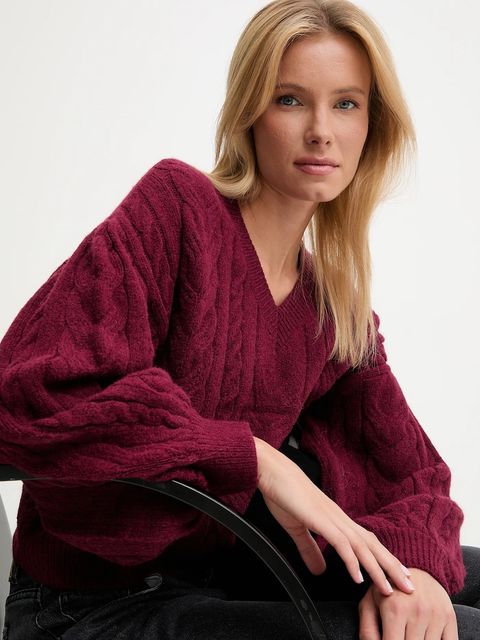 Answear.LAB sweter z wełną damski kolor bordowy ciepły - zdjęcie produktu nr 1