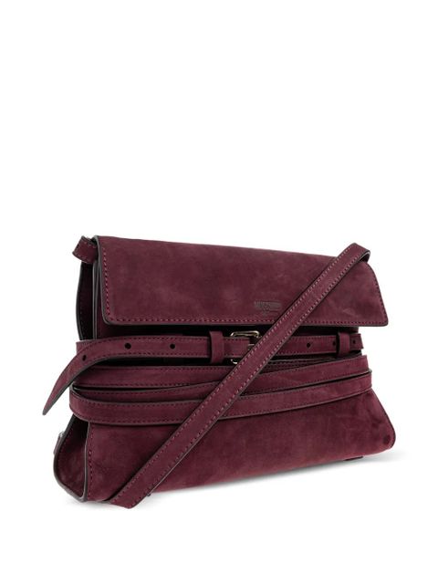 Moschino belted suede cross body bag - Purple