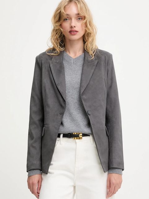 Answear.LAB marynarka kolor szary jednorzędowa gładka