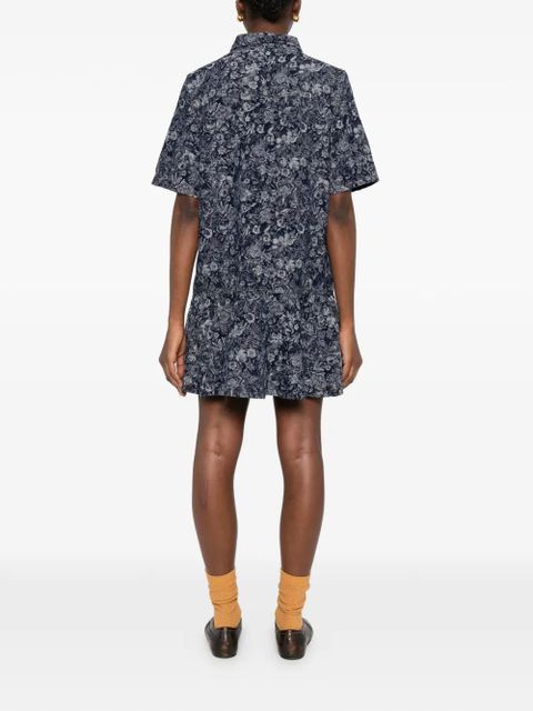 GANNI buttoned floral dress - Blue