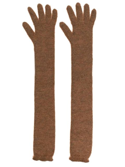 Max Mara fine-knit long gloves - Brown - zdjęcie produktu nr 1
