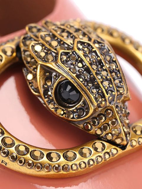 Kurt Geiger London czółenka skórzane Chelsea Block Slingback kolor brązowy na słupku z odkrytą piętą 3415017309 - zdjęcie produktu nr 2