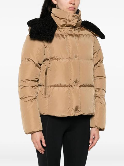 Moncler faux-fur collar zip-up coat - Neutrals