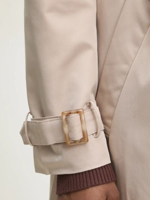 Answear.LAB płaszcz damski kolor beżowy przejściowy dwurzędowy