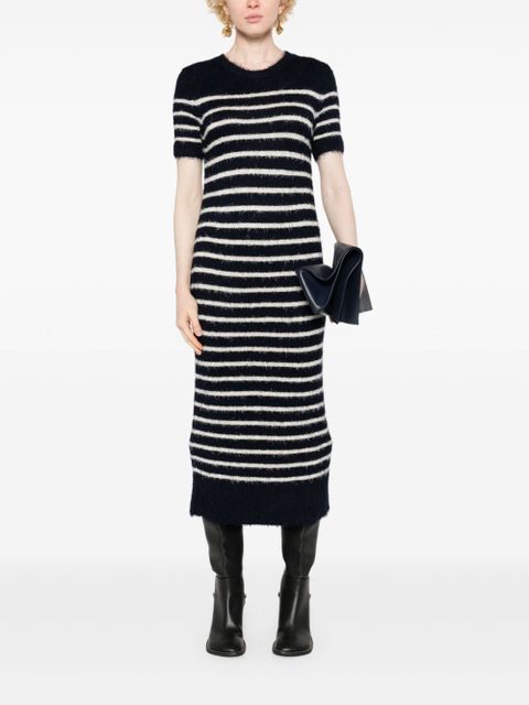 KHAITE stripe-pattern knitted tube dress - Blue