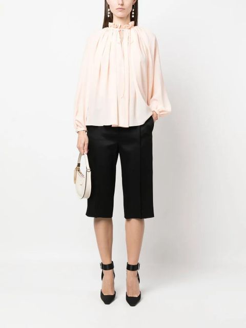 Lanvin pleated-neckline silk blouse - Orange