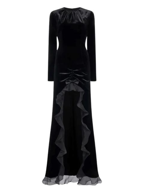 Alessandra Rich ruffled velvet dress - Black