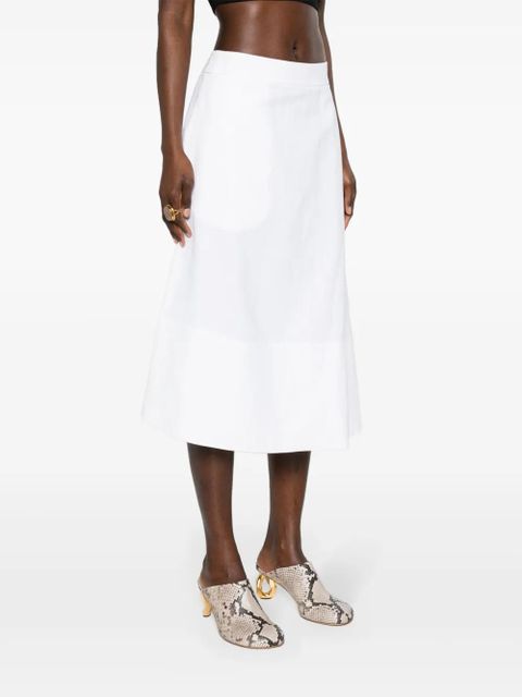Jil Sander asymmetric linen midi skirt - White