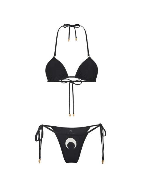 Marine Serre moon-print triangle bikini set - Black - zdjęcie produktu nr 1