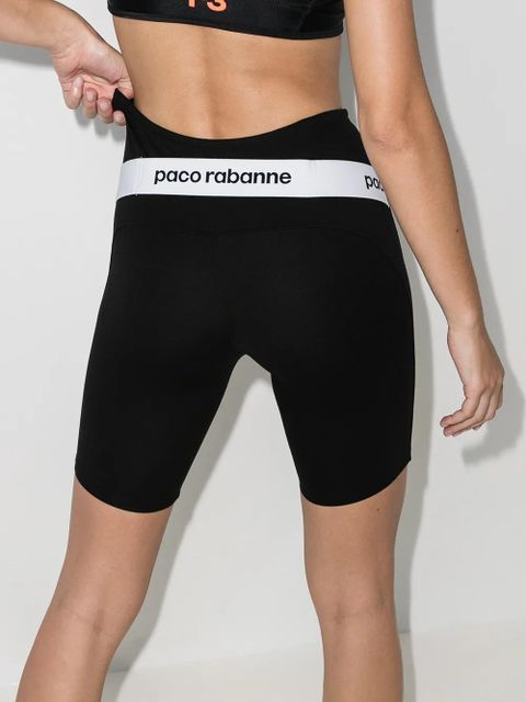 Rabanne Milano logo print cycling shorts - Black