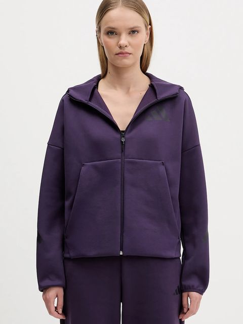 adidas bluza adidas x Z.N.E damska kolor fioletowy z kapturem z nadrukiem KC4569 - zdjęcie produktu nr 1