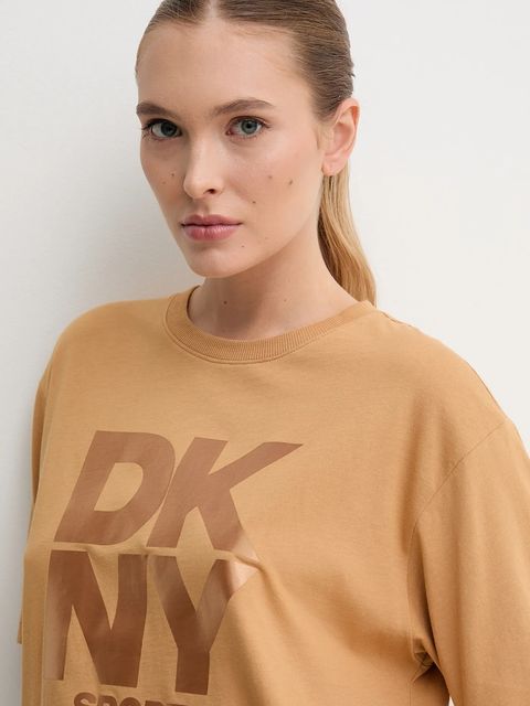 Dkny t-shirt bawełniany damski kolor brązowy DP5T1470