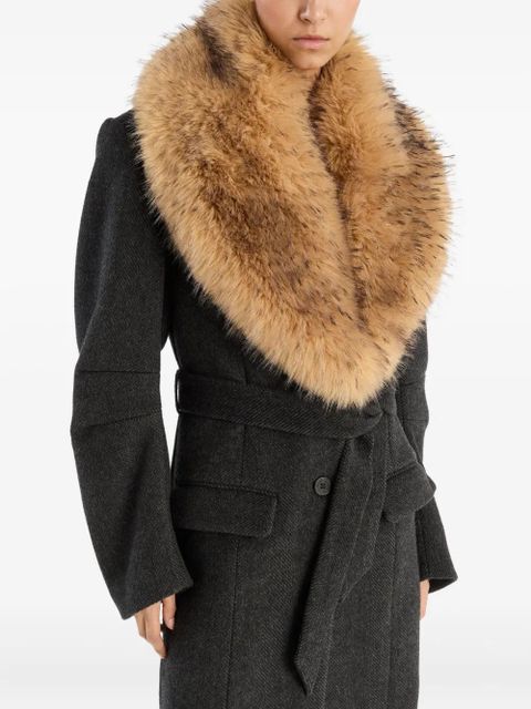 ROTATE BIRGER CHRISTENSEN single-breasted faux-fur collar coat - Grey - zdjęcie produktu nr 2
