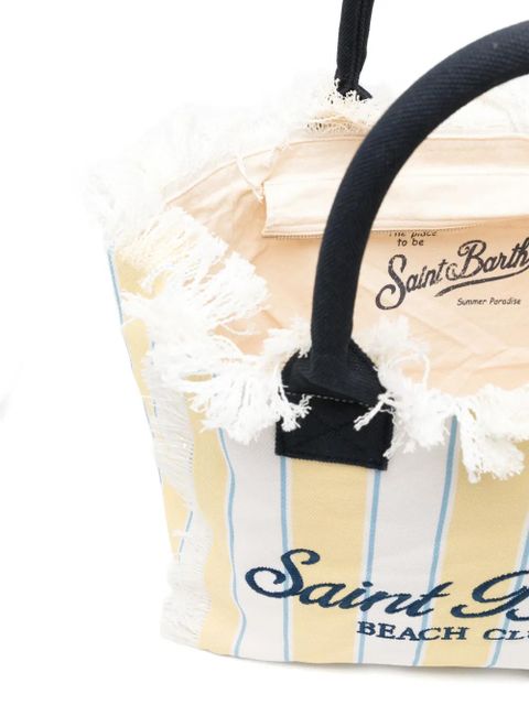 MC2 Saint Barth striped frayed beach bag - White