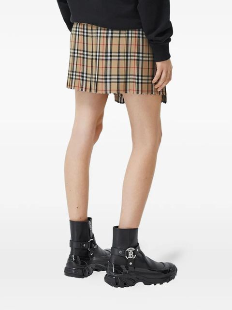 Burberry check pleated mini skirt - Neutrals