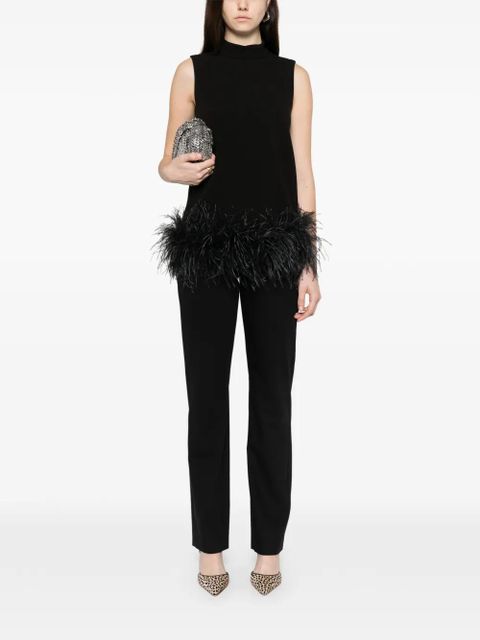 Max Mara feather-trim top - Black