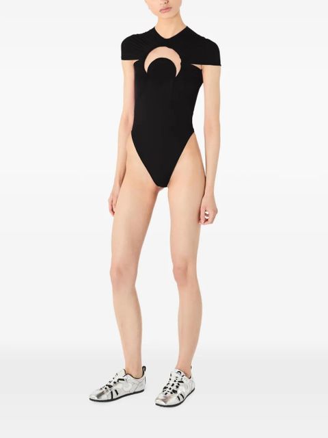 Marine Serre Moon gathered swimsuit - Black