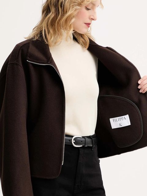 Filippa K kurtka wełniana kolor brązowy przejściowa 28783