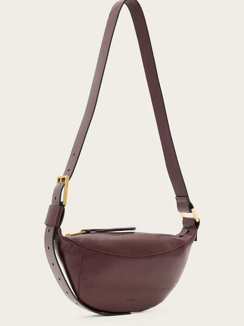 AllSaints torebka skórzana LUNA kolor czerwony W192XD