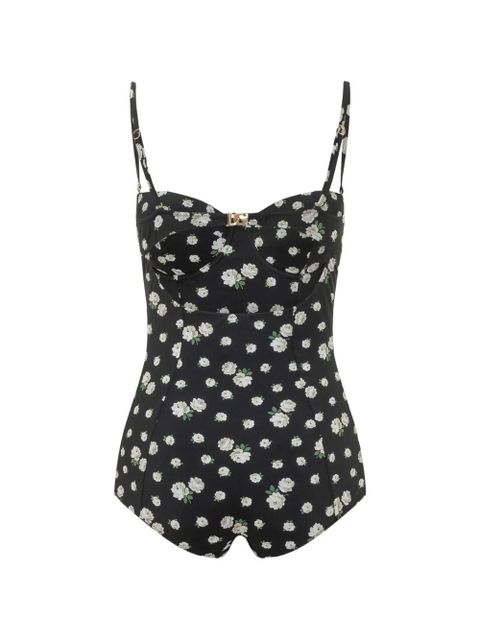 Dolce & Gabbana floral-print DG logo swimsuit - Black - zdjęcie produktu nr 2