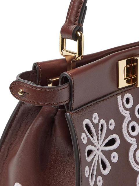 FENDI mini Peekaboo flower design tote bag - Brown