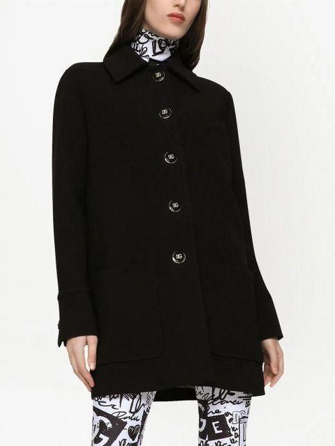 Dolce & Gabbana galalith-button crepe peacoat - Black
