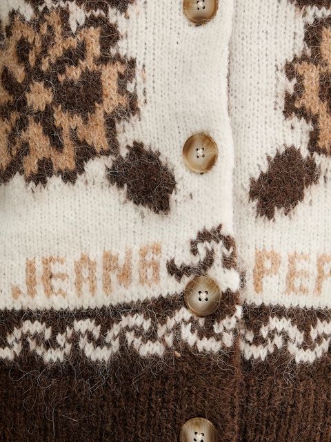 Pepe Jeans kardigan z dodatkiem wełny damski kolor brązowy ciepły PL7000040