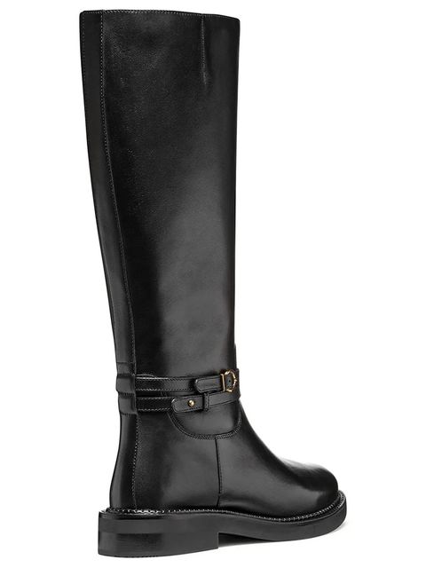 Geox kozaki skórzane D SERILDA damskie kolor czarny na płaskim obcasie D56WYA 00043 C9999