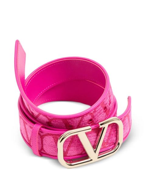Valentino Garavani Toile Iconographe fabric belt with leather details 40mm - Pink - zdjęcie produktu nr 2
