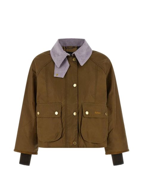 Barbour Cropped Beadnell corduroy-collar waxed cotton jacket - Brown - zdjęcie produktu nr 1