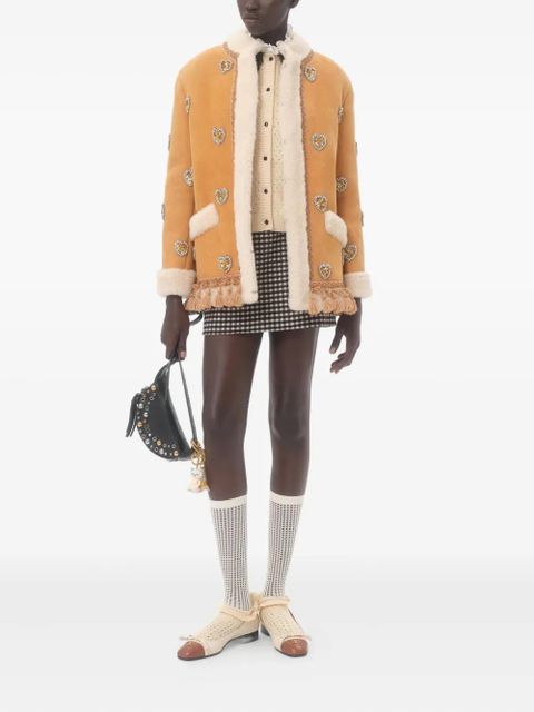 Valentino Garavani embroidered leather jacket - Neutrals