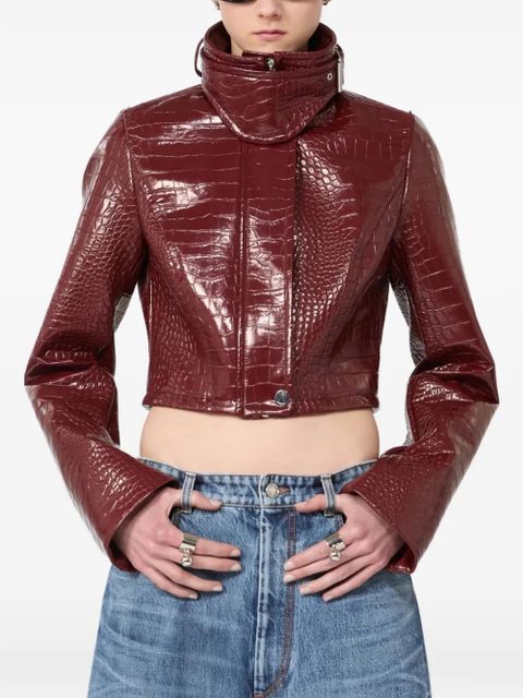 Sportmax alligator-print collar jacket - Red