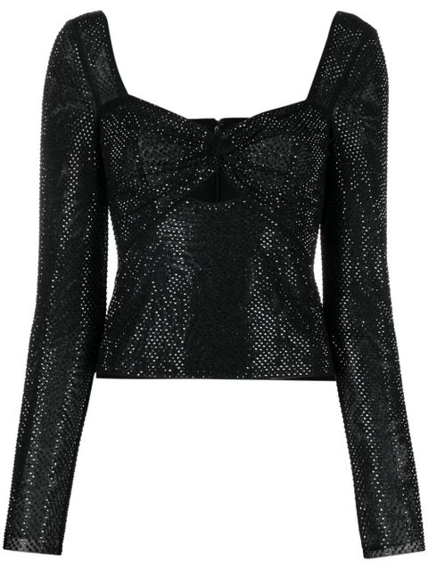 Self-Portrait rhinestoned sweetheart-neck top - Black - zdjęcie produktu nr 1