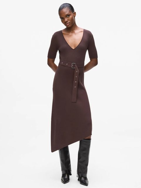 Karl Lagerfeld sukienka kolor brązowy midi dopasowana A4W13026