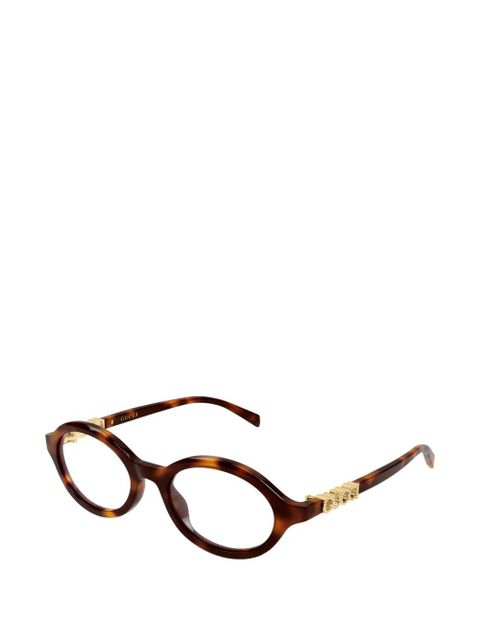 Gucci Eyewear logo round-frame glasses - Brown - zdjęcie produktu nr 1