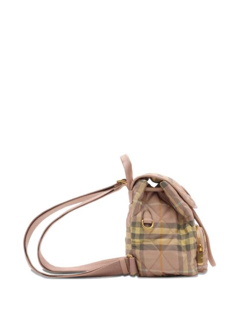Burberry Horseshoe quilted check backpack mini bag - Pink